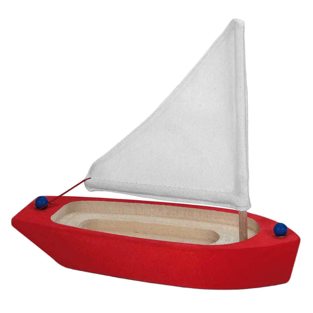 Gluckskafer Wooden Sailing Boat Red 22cm