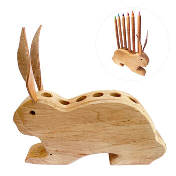 Drei Blatter Wooden Pencil Holder Bunny