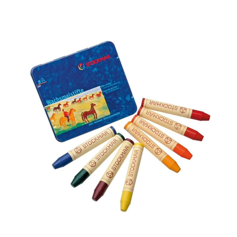 Stockmar 8 Wax Stick Crayons in Tin