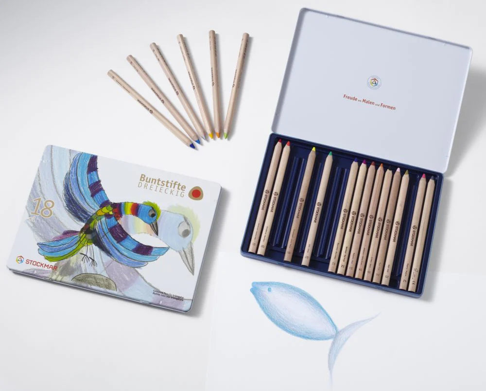 Stockmar Coloured Pencils Triangular in Tin 18