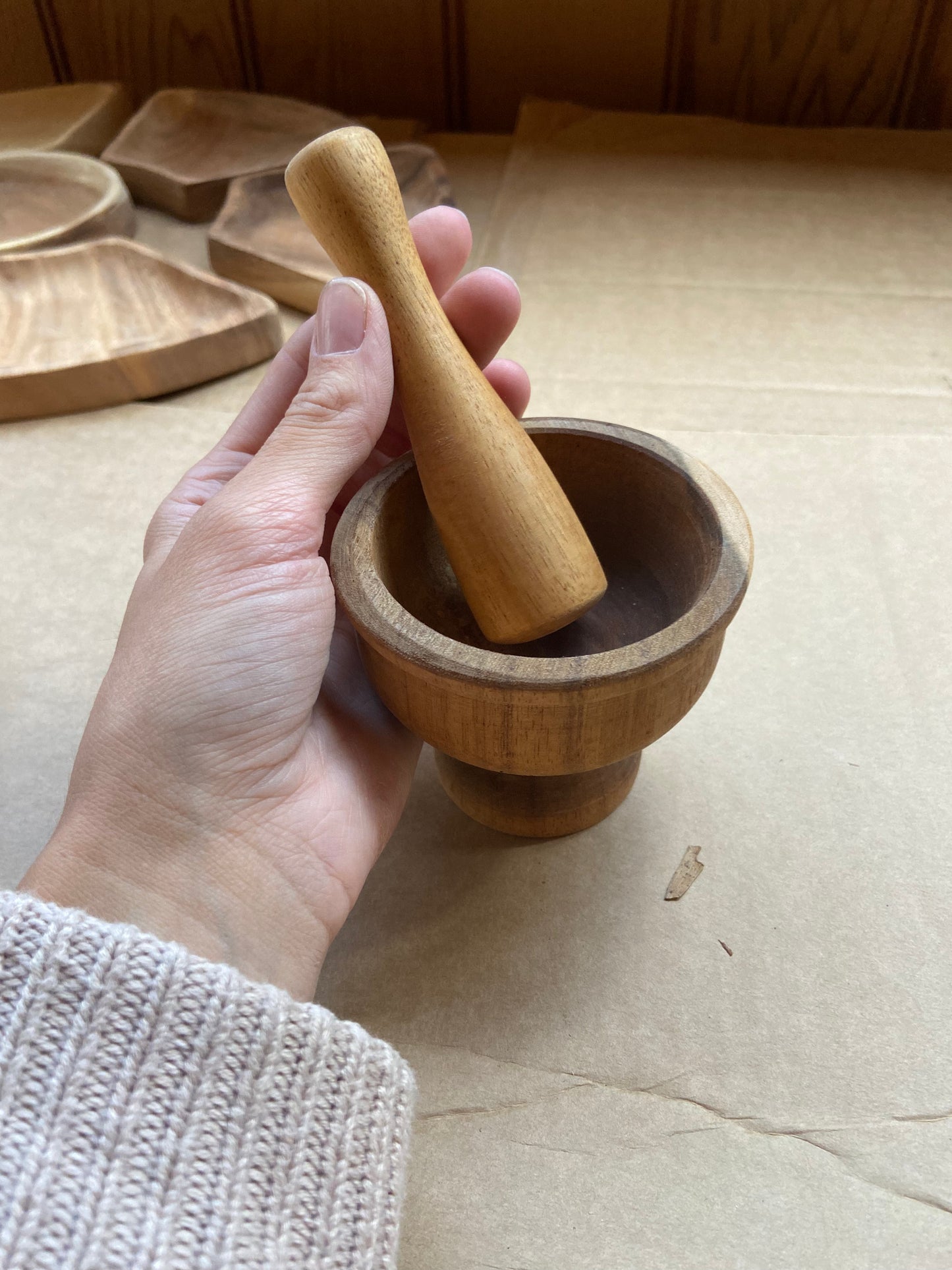 Wooden Pestle and Mortar