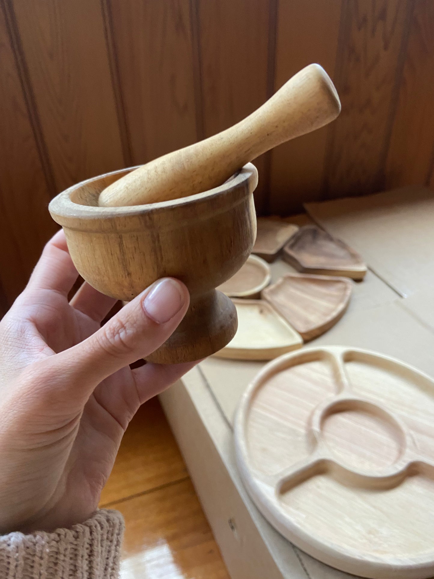 Wooden Pestle and Mortar