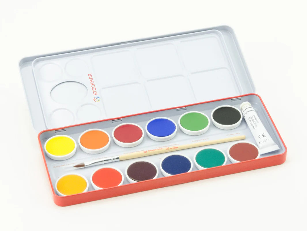 Stockmar Watercolour Paint Set in Tin 12 Opaque Colours