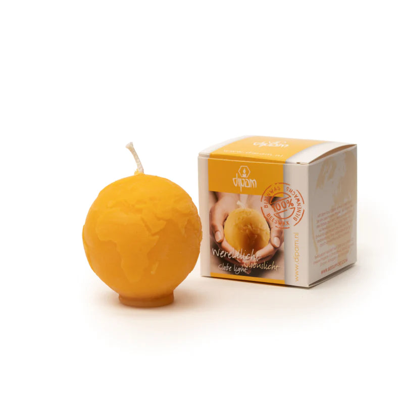 Dipam Pure Beeswax Candle - World Globe 5.5cm
