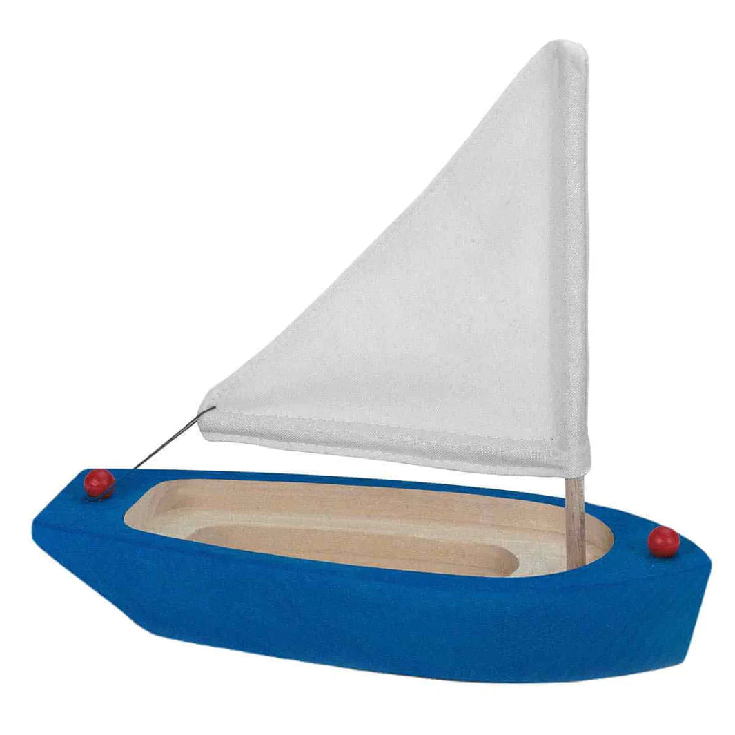 Gluckskafer Wooden Sailing Boat Blue 22cm