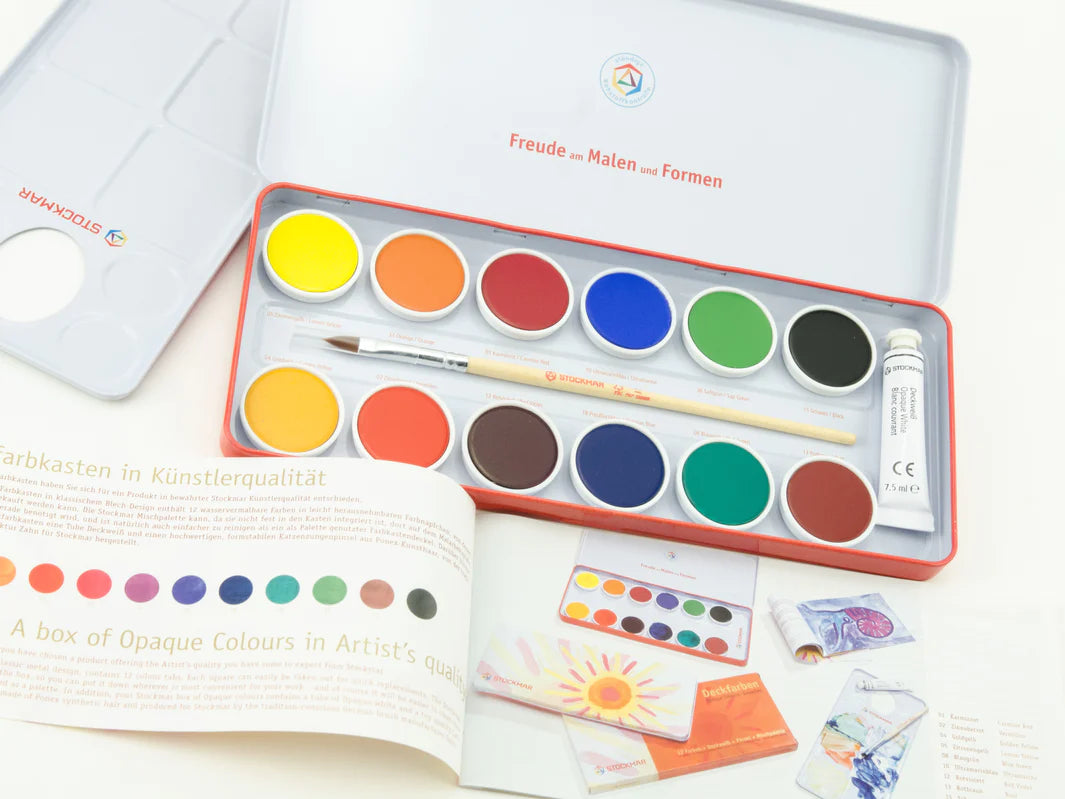 Stockmar Watercolour Paint Set in Tin 12 Opaque Colours